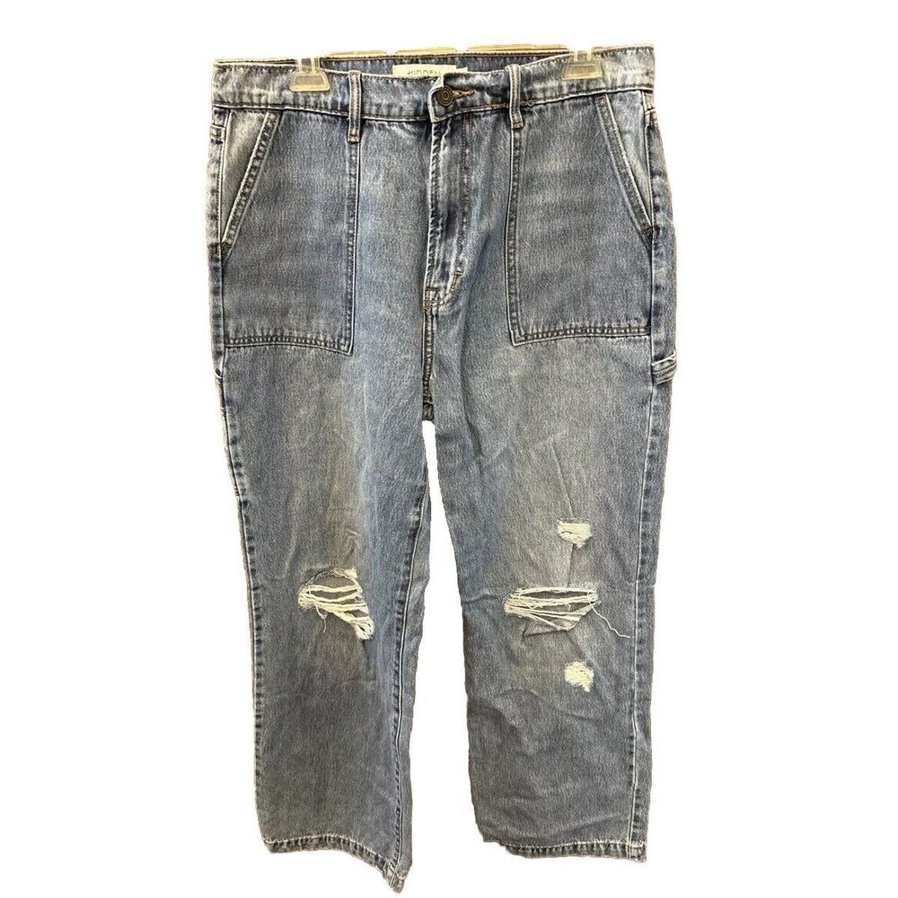 Hidden Los Angeles Light Wash Carpenter Distressed Jeans 31x31” Cotton Pockets